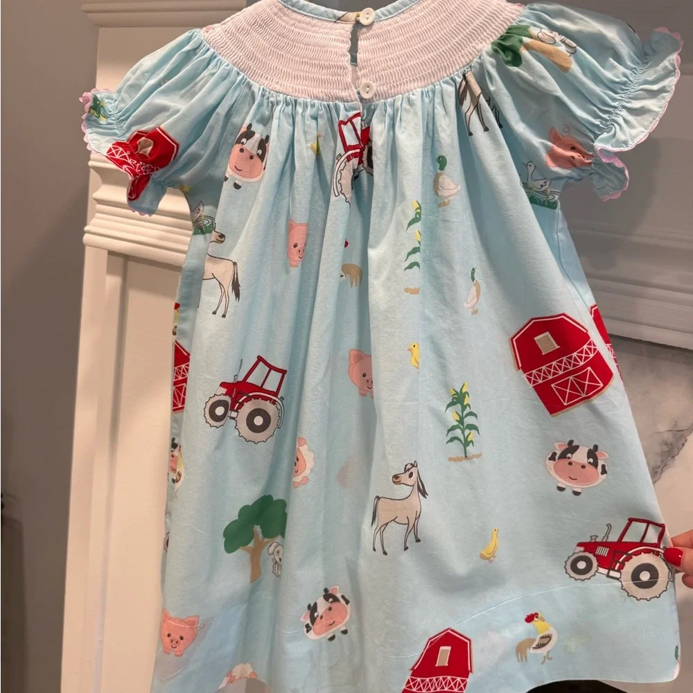 Lil Cactus Smocked Farm Animal Dress | Size 2T - Picture 3 of 6